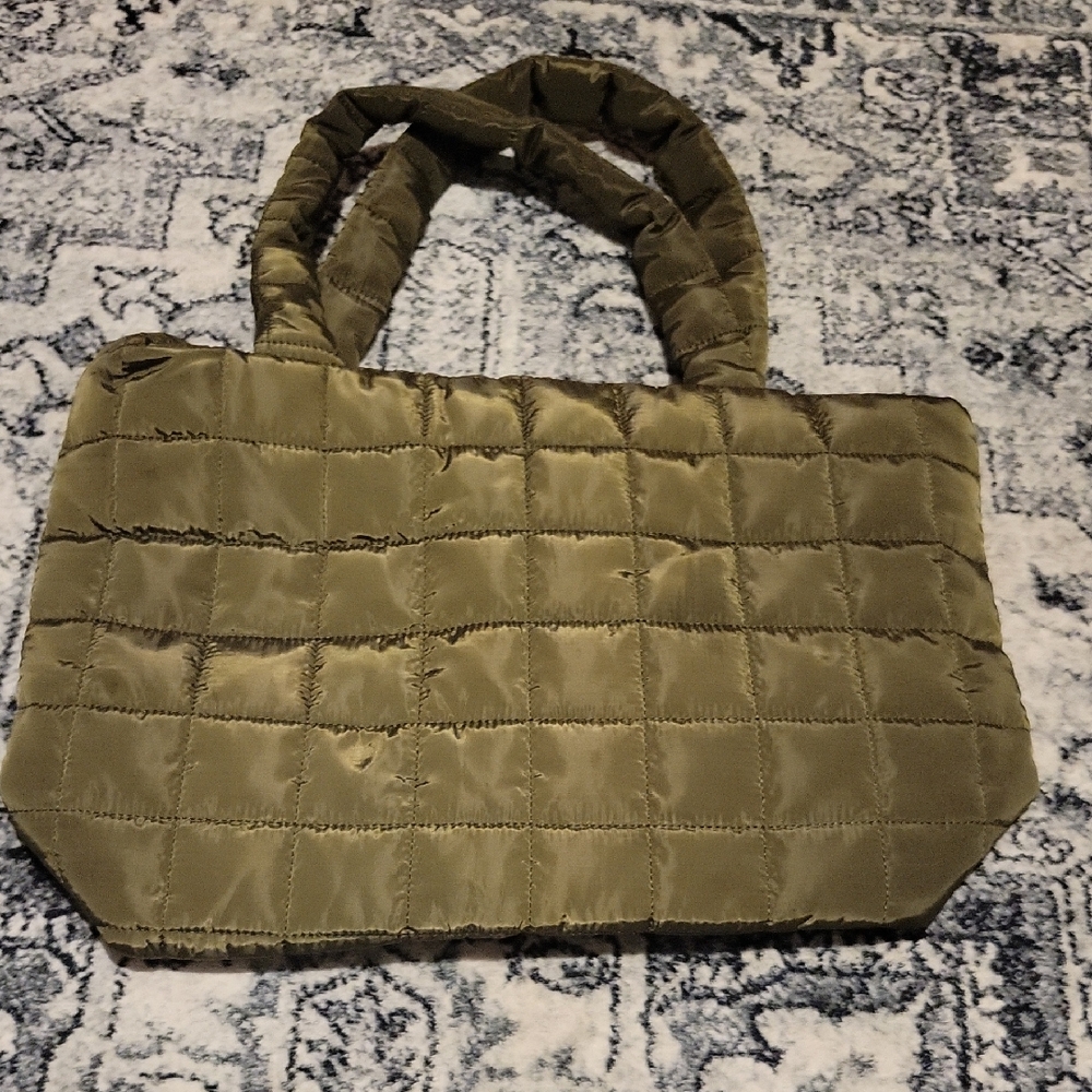 Chic Olive Quilted Tote Bag